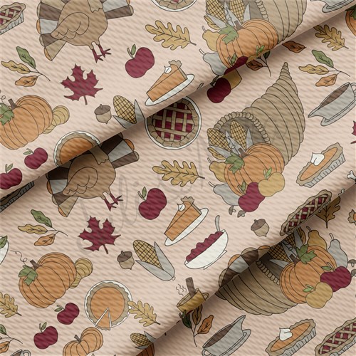 Thanksgiving Fall Autumn Pie Fabric AA492 & Get a Free $89.99 Embroidery Bundle
