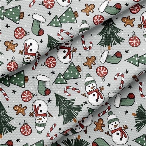 Christmas Printed Liverpool Bullet Textured Stretch Solid Strip Thick Knit Jersey Fabric