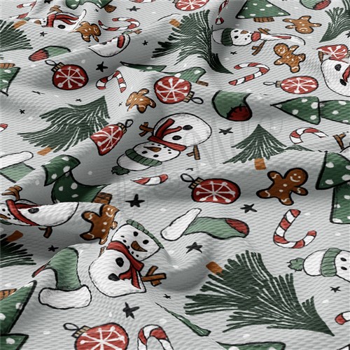 Christmas Printed Liverpool Bullet Textured Stretch Solid Strip Thick Knit Jersey Fabric