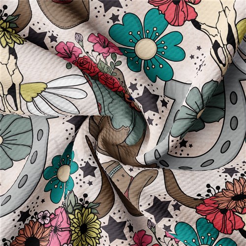 Boho Western Cowboy Cowgirl Printed Liverpool AA1407 & Get a Free $89.99 Embroidery Bundle