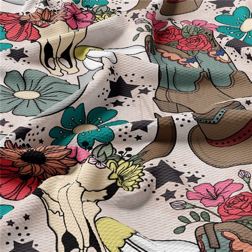 Boho Western Cowboy Cowgirl Printed Liverpool AA1407 & Get a Free $89.99 Embroidery Bundle