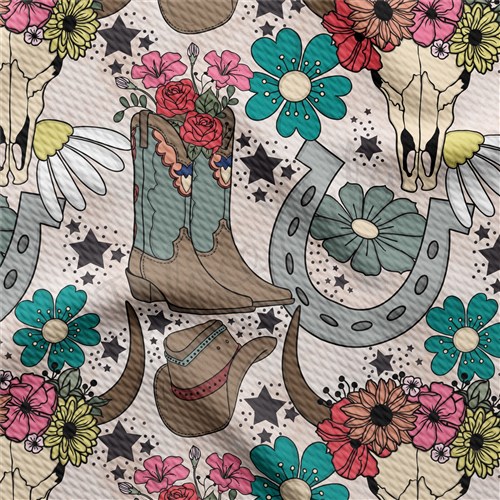 Boho Western Cowboy Cowgirl Printed Liverpool AA1407 & Get a Free $89.99 Embroidery Bundle