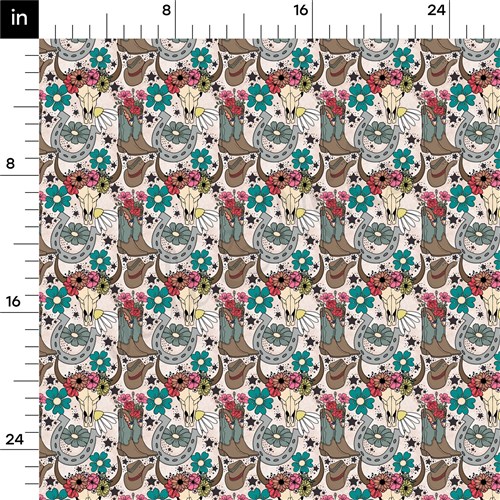 Boho Western Cowboy Cowgirl Printed Liverpool AA1407 & Get a Free $89.99 Embroidery Bundle