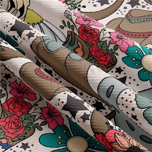 Boho Western Cowboy Cowgirl Printed Liverpool AA1407 & Get a Free $89.99 Embroidery Bundle