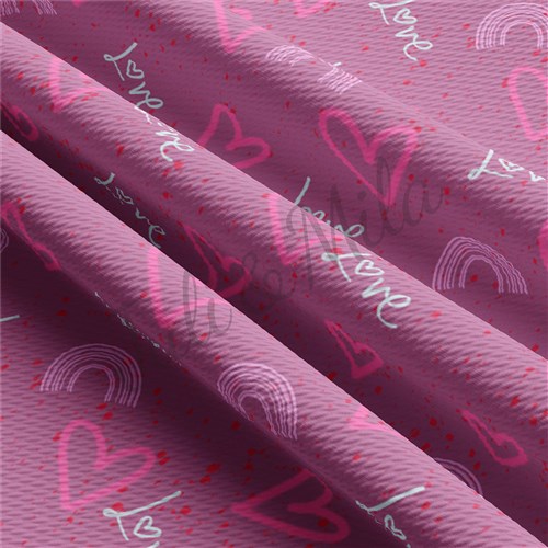 Valentine's Day Printed Liverpool Bullet Textured Stretch Solid Strip Thick Knit Jersey Fabric