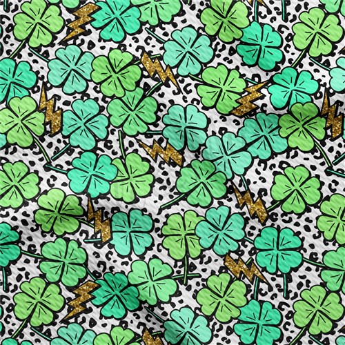 St. Patrick's Day Printed Liverpool Bullet Textured Stretch Solid Strip Thick Knit Jersey Fabric