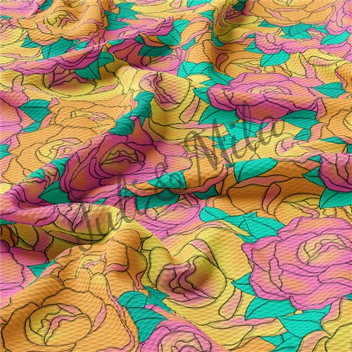 Floral Printed Liverpool 4 Way Fabric Floral81 & Get a Free $89.99 Embroidery Bundle