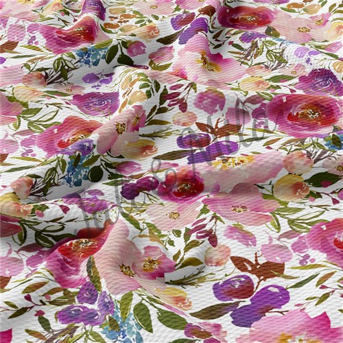 Printed Floral Liverpool Fabric Bow Floral (F27) & Get a Free $89.99 Embroidery Bundle