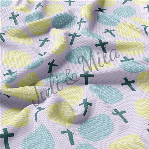 Easter Printed Liverpool Fabric Egg Bunny Pastel(E27) & Get a Free $89.99 Embroidery Bundle
