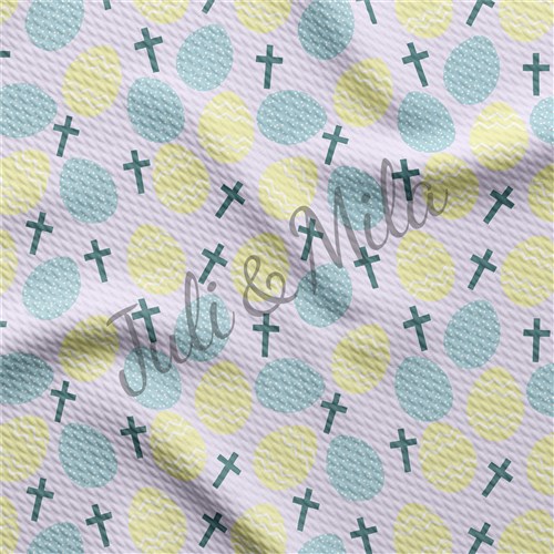 Easter Printed Liverpool Fabric Egg Bunny Pastel(E27) & Get a Free $89.99 Embroidery Bundle