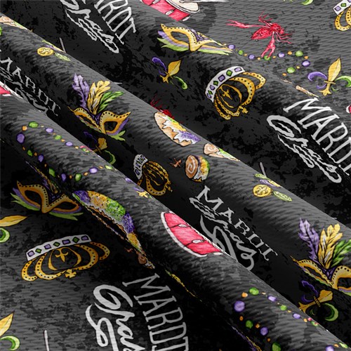 Mardi Gras Printed Liverpool Fabric AA1834 & Get a Free $89.99 Embroidery Bundle
