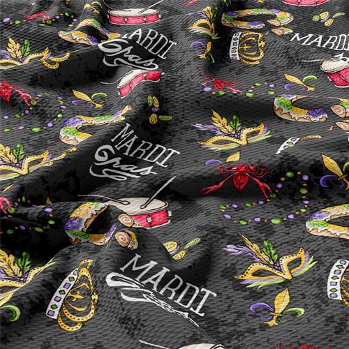 Mardi Gras Printed Liverpool Fabric AA1834 & Get a Free $89.99 Embroidery Bundle