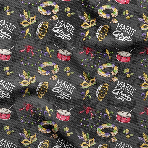 Mardi Gras Printed Liverpool Fabric AA1834 & Get a Free $89.99 Embroidery Bundle