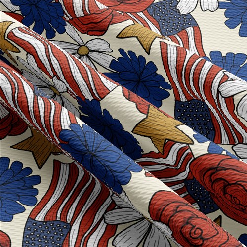 Patriotic 4th of July Printed Liverpool Stretch Solid Strip USA Flag (PT & Get a Free $89.99 Embroidery Bundle