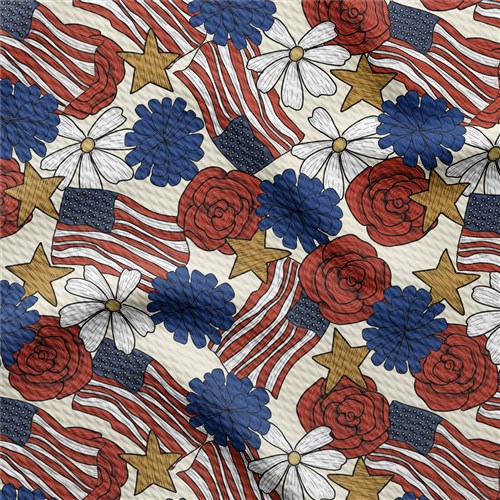 Patriotic 4th of July Printed Liverpool Stretch Solid Strip USA Flag (PT & Get a Free $89.99 Embroidery Bundle