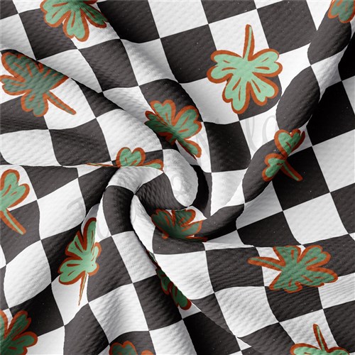 Clover St. Patrick Printed Liverpool Bullet Textured Stretch Solid Strip Thick Knit Jersey Fabric