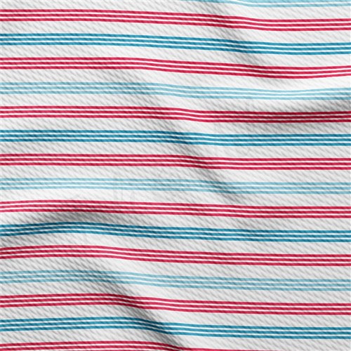 Patriotic 4th of July Liverpool Bullet Textured Stretch Solid Strip Thick Knit Jersey Fabric