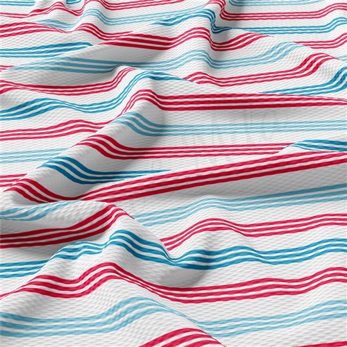 Patriotic 4th of July Liverpool Bullet Textured Stretch Solid Strip Thick Knit Jersey Fabric
