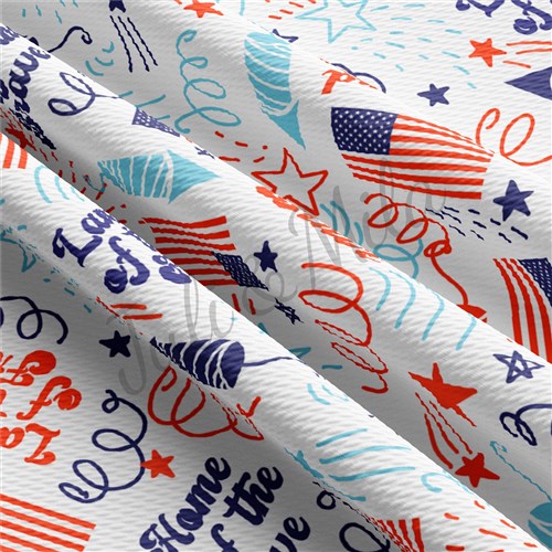 Patriotic 4th of July Printed Liverpool USA Flag (PT54) TBP102 & Get a Free $89.99 Embroidery Bundle