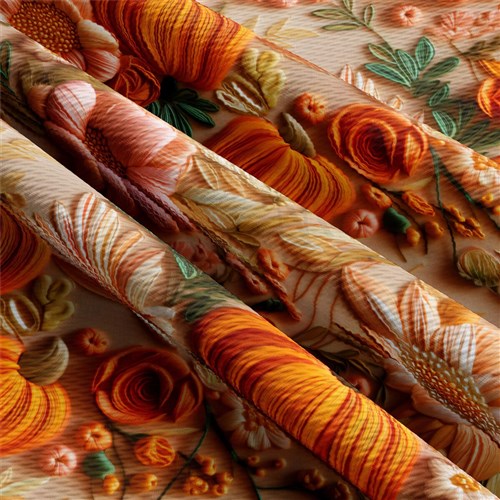 Fall Floral Embroidery Liverpool Bullet Textured Stretch Solid Strip Thick Knit Jersey Fabric