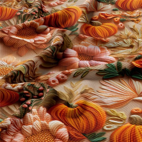 Fall Floral Embroidery Liverpool Bullet Textured Stretch Solid Strip Thick Knit Jersey Fabric