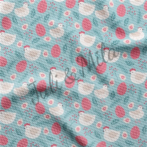 Easter Printed Liverpool Fabric Egg Bunny Pastel(E42) & Get a Free $89.99 Embroidery Bundle