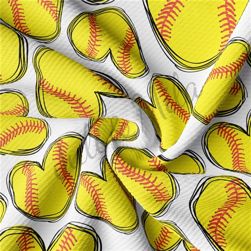 Softball Hearts Printed Liverpool Bullet Textured Stretch Solid Strip Thick Knit Jersey Fabric