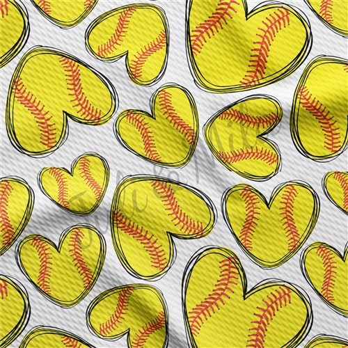 Softball Hearts Printed Liverpool Bullet Textured Stretch Solid Strip Thick Knit Jersey Fabric
