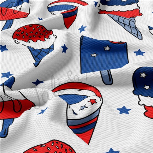 Patriotic 4th of July TBP102 Liverpool Bullet Textured Stretch Solid Strip Thick Knit Jersey Fabric