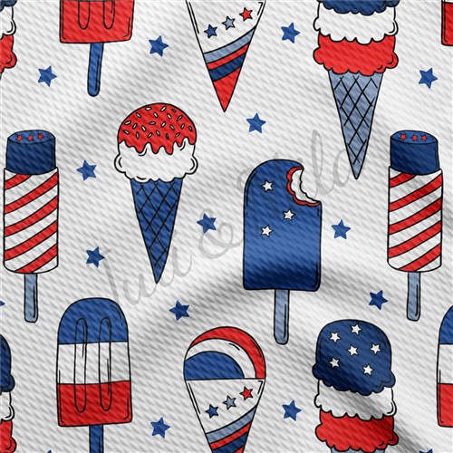 Patriotic 4th of July TBP102 Liverpool Bullet Textured Stretch Solid Strip Thick Knit Jersey Fabric