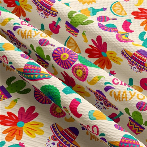 Cinco De May Mexico Serape Liverpool Bullet Textured Stretch Solid Strip Thick Knit Jersey Fabric