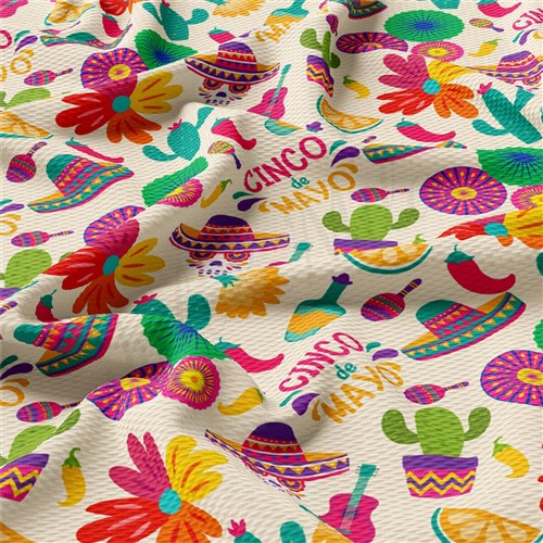 Cinco De May Mexico Serape Liverpool Bullet Textured Stretch Solid Strip Thick Knit Jersey Fabric