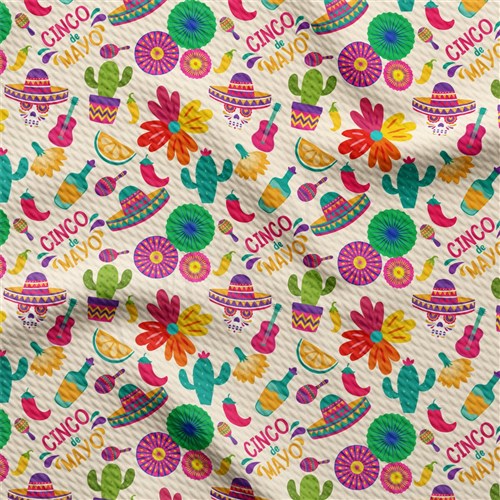 Cinco De May Mexico Serape Liverpool Bullet Textured Stretch Solid Strip Thick Knit Jersey Fabric