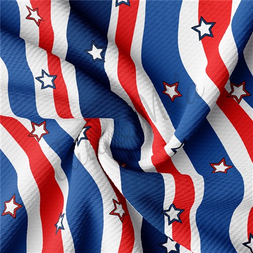 Patriotic 4th of July TBP102 Liverpool Bullet Textured Stretch Solid Strip Thick Knit Jersey Fabric