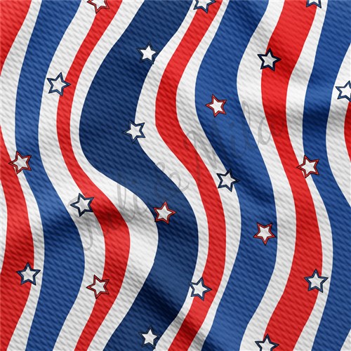 Patriotic 4th of July TBP102 Liverpool Bullet Textured Stretch Solid Strip Thick Knit Jersey Fabric