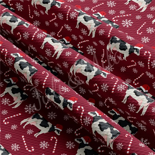 Christmas Printed Liverpool Bullet Textured Stretch Solid Strip Thick Knit Jersey Fabric