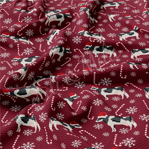 Christmas Printed Liverpool Bullet Textured Stretch Solid Strip Thick Knit Jersey Fabric