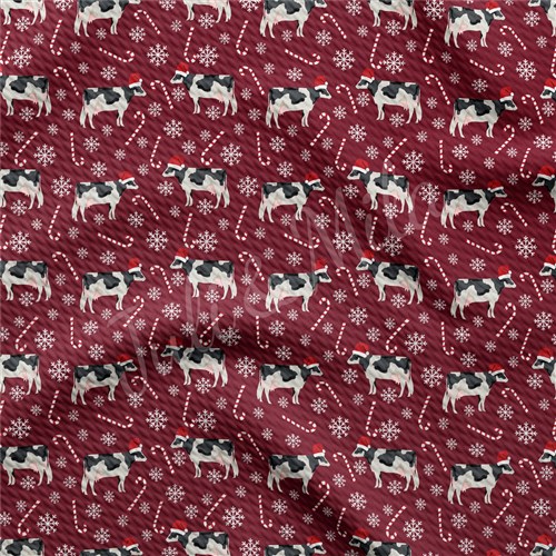 Christmas Printed Liverpool Bullet Textured Stretch Solid Strip Thick Knit Jersey Fabric