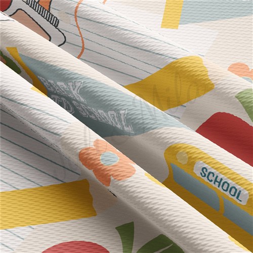 Back to School Printed Liverpool Bullet Textured Stretch Solid Strip Thick Knit Jersey Fabric