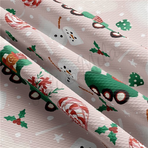 Christmas Printed Liverpool Bullet Textured Stretch Solid Strip Thick Knit Jersey Fabric