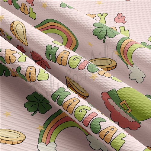 St. Patrick's Day Printed Liverpool Bullet Textured Stretch Solid Strip Thick Knit Jersey Fabric