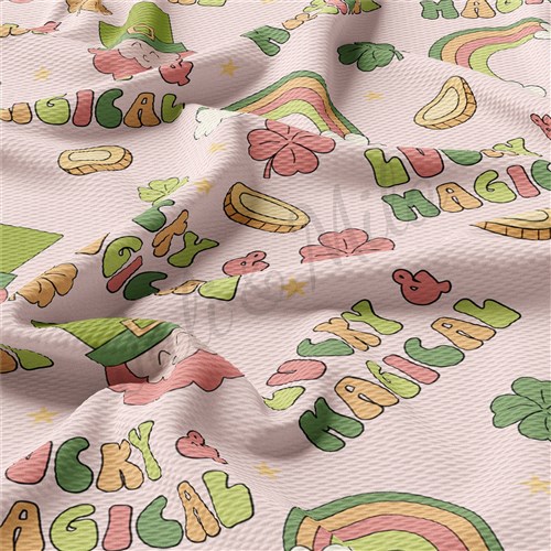 St. Patrick's Day Printed Liverpool Bullet Textured Stretch Solid Strip Thick Knit Jersey Fabric