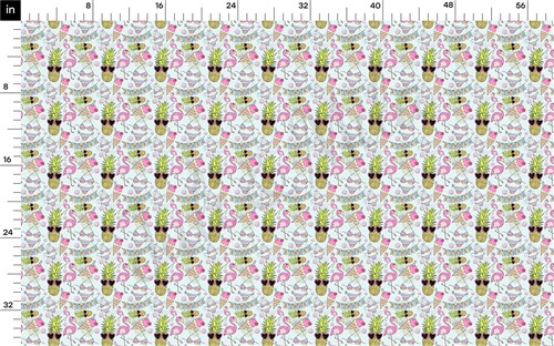 Summer Flamingo Printed Liverpool Bullet Textured Stretch Solid Strip Thick Knit Jersey Fabric