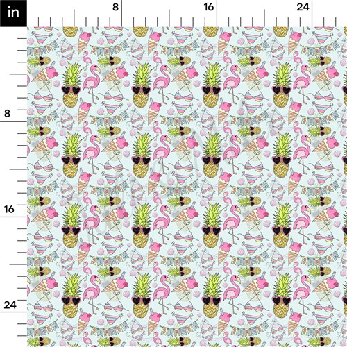 Summer Flamingo Printed Liverpool Bullet Textured Stretch Solid Strip Thick Knit Jersey Fabric