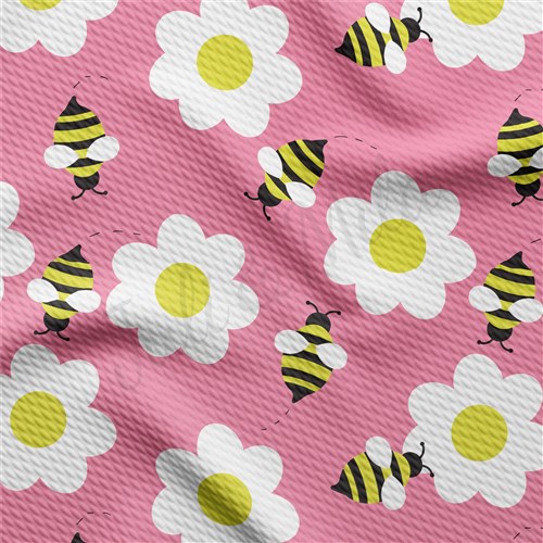Bee Daisy Printed Liverpool Fabric AA1561 & Get a Free $89.99 Embroidery Bundle