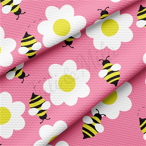 Bee Daisy Printed Liverpool Fabric AA1561 & Get a Free $89.99 Embroidery Bundle