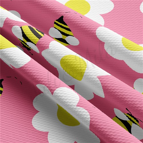 Bee Daisy Printed Liverpool Fabric AA1561 & Get a Free $89.99 Embroidery Bundle