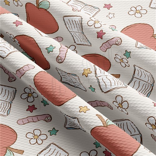Back to School Printed Liverpool Bullet Textured Stretch Solid Strip Thick Knit Jersey Fabric