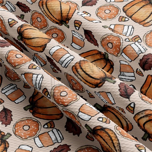 Pumpkin Fall Donuts Latte Liverpool Bullet Textured Stretch Solid Strip Thick Knit Jersey Fabric