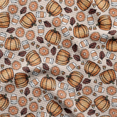 Pumpkin Fall Donuts Latte Liverpool Bullet Textured Stretch Solid Strip Thick Knit Jersey Fabric